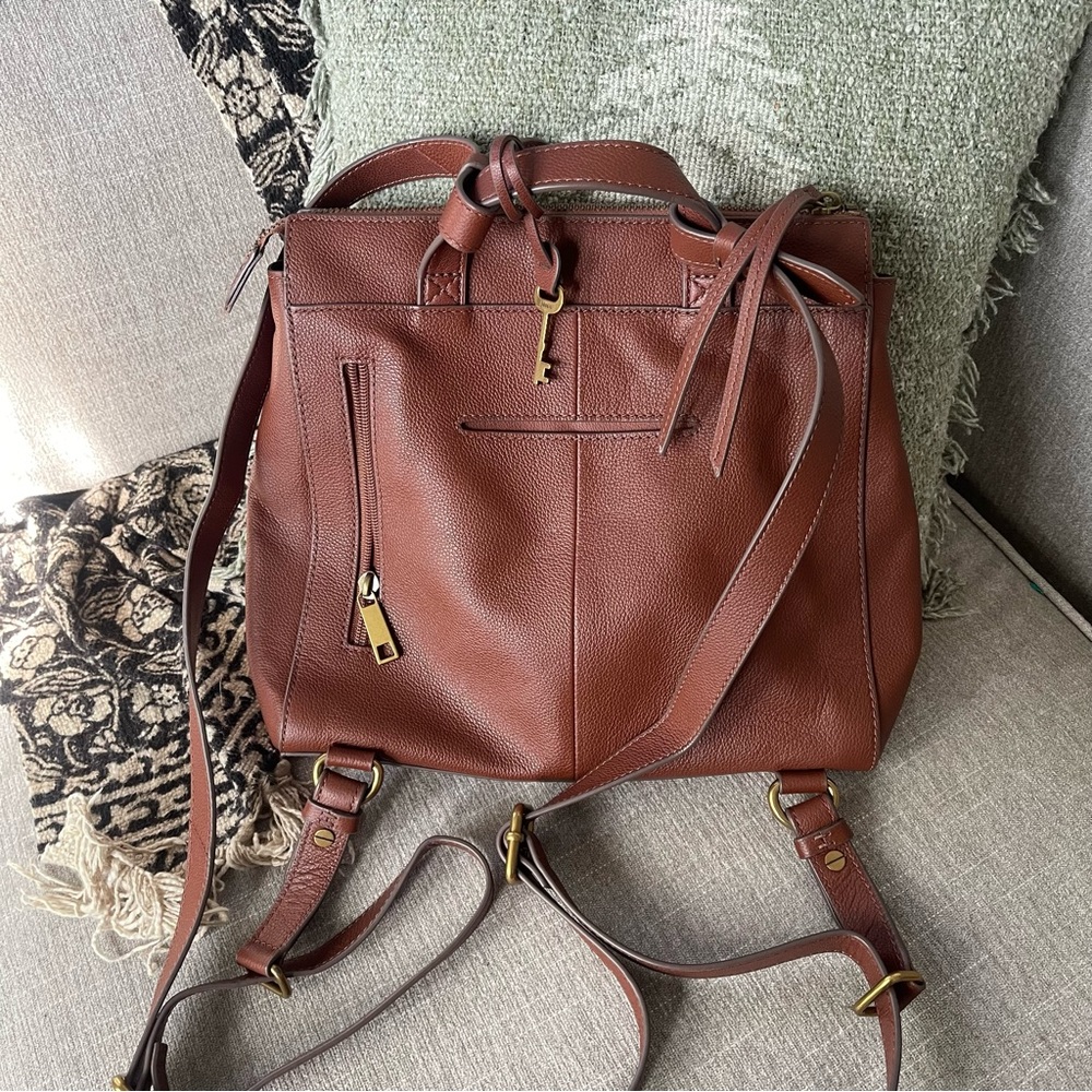 Fossil brown cognac small Elina convertible backpack - Picture 2 of 6